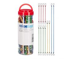 Relaxdays, Mehrfarbig Spanngummi 12er Set, Gepäckspanner für Auto und Fahrrad, Universal Expander, 35cm bis 1m, 4 Größen