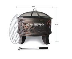 Home&Decorations Feuerschale mit Grillrost, Funkenschutz und Schürhaken inklusive – Feuerkorb und Feuerstelle mit Ø66cm Durchmesser für Garten, Draußen, Terrasse, Grillparty und Gartengrill
