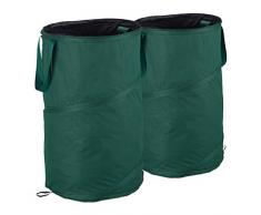 Relaxdays, grün Laubsack selbstaufstellend, 2er-Set, Gartenabfallsack Pop-Up, 120 L, Gartensack selbststehend, ∅: 44 cm