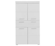 trendteam Badezimmer Schrank Kommode Amanda, 73 x 132 x 31 cm in Weià Hochglanz mit Schubkasten und viel Stauraum und pflegeleichten Tiefzieh-Hochglanzfronten