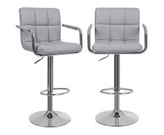 SONGMICS 2 x Barhocker Stuhl Barstuhl mit Armlehnen und Lehne Belastbar bis 200 kg Grau LJB93G