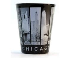 Chicago Illinois 9 Fenster B & W Skyline Shot Glas
