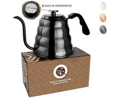 opux Premium POUR über Wasserkocher mit Thermometer – 40 L – Edelstahl Schwanenhals Kaffee und Tee Drip Wasserkocher mit ergonomischer Griff für Home Brewing Solid Top glänzend schwarz
