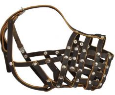 Echt Leder Käfig Korb Sicher Maulkorb für Hunde – Deutsche Dogge, Bernhardiner, Mastiff (Umfang 47 cm Schnauze Länge 11,9 cm)