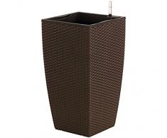 Dehner Pflanztopf mit Bewässerungssystem, ca. 66 x 36 x 36 cm, Polyrattanoptik, mokka