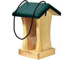 dobar 90061FSCe Futterspender Vogelhaus aus Holz für Wildvögel, 16 x 16 x 24 cm, grün