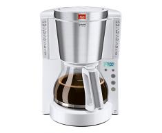 Melitta Look Timer 1011-07, Filterkaffeemaschine mit Glaskanne und Timer-Funktion, AromaSelector, Weiß