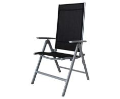 Unbekannt Sparmeile 2er Set Aluminium 8fach verstellbar Klappsessel schwarz/Silber Klappstühle, Stuhl, Hochlehner,