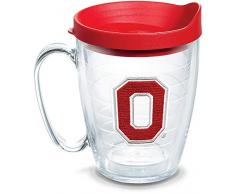 Tervis 1303928 Ohio State Buckeyes Block O Isolierbecher mit Emblem und rotem Deckel, 450 ml, transparent
