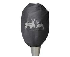 Windhager Winter-Deko-Vlieshaube Protect XXL, Kälteschutz, Frostschutz, Gartenvlies, Abdeckvlies, Hirsch-Motiv, Größe XXL, 1,4 x 2 m, anthrazit, 07397