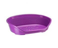 Ferplast Kunststoff Haustierkorb für Hunde und Katzen Siesta Deluxe 10, Tierkorb, Lüftungsschlitze im Boden, Rutschfest, Komfortabler hoher Rand auch als Kinnstütze, 93,5 x 68 x H 28,5 cm, rosa