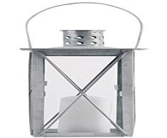 Esschert Design Laterne, Windlicht Farol in grau aus verzinktem Metall, eckig, Größe S, ca. 12 cm x 12 cm x 26 cm