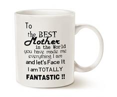 Kaffeetasse für die Mama – To The BEST Mother in the World.FANTASTIC!! – Tolles einmaliges Geschenk für die Mutter, Keramiktasse, weiß, 325 ml, von LaTazas