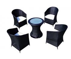 Baidani Rattan Lounge-Garnitur Rondello, 9-teilig, braun meliert
