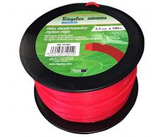 Riegolux 107699 Rasentrimmer, Nylon, quadratisch, 3,3 mm x 100 m, Rot