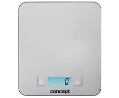CONCEPT Hausgeräte VK5710 Küchenwaage, Produktlinie SINFONIA, Zeit-Anzeige, Zeitschaltuhr, Tragkraft bis 15 kg, LCD Display, auch zur Wandbefestigung, Rostfreier Stahl, Edelstahl
