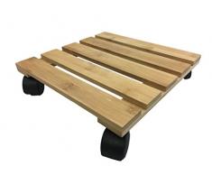 WAGNER Pflanzenroller Bamboo 29 x 29 cm I Pflanzenroller für den Innenbereich, BAMBUSHOLZ hell I Kübelroller aus Holz I Tragkraft 100 kg I Made in EU – 20026501