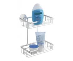 WENKO 18846100 Turbo-Loc Wandregal 2 Ablagen Aluminium - Befestigen ohne bohren, Aluminium, 22.5 x 28 x 12.5 cm, Matt