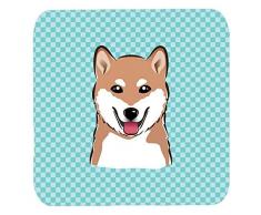 Caroline s Treasures bb1163fc Schachbrett blau Shiba Inu Schaumstoff Untersetzer (Set von 4), 8,9 cm H x 8,9 cm W, multicolor
