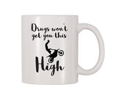 4 alle mal Drogen nicht erhalten Sie diese Hohe Motocross Kaffee Tasse 11 Oz weiß