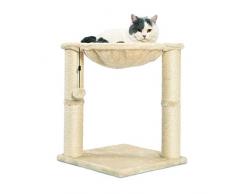 AmazonBasics – Katzen-Kratzbaum mit Haus, Hängematte, Bett und Kratzstamm, 41 x 51 x 41 cm, beige