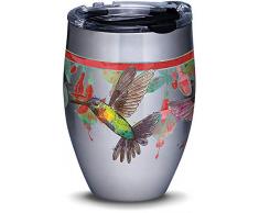 Tervis 1316858 Isolierbecher mit Deckel, Motiv Kolibri, Edelstahl, 340 ml Clear and Black Lid 12 oz - Stainless Steel silber