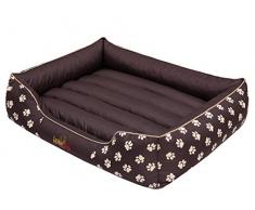 HobbyDog Hundebett Hundekissen Hundesofa Hundekorb Tierbett Verschiedene Größen und Farben Cordura Prestige (XXL - 110 cm x 90 cm x 25cm, 3 - Braun - weiße Pfoten)