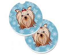 Caroline s Treasures Schneeflocke Yorkie yorkishire Terrier Set von 2 Tasse Halterung Auto Untersetzer bb1638carc, 2,56, multicolor