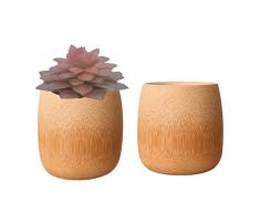 mrbambu Sukkulente Übertopf Bambus Töpfe House Fenster Schreibtisch Blumentöpfe Innen Keramik Bepflanzen Vase für vollmundigen und Kaktus Pflanzen klein, Größe S