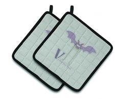 Caroline s Treasures Alphabet V für Fledermaus Vampir Paar Topflappen, 7.5hx7.5 W, multicolor