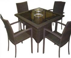 Eurotherm KA600313 Outdoor Sitzgruppe im Rattan Design, mit Gelkamin