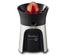 Moulinex PC603D Elektrischer Entsafter mit Direktserviersystem; Inklusive 3 Presskegel; Automatisches Ein-/ Ausschalten; Tropfstopp System; 100W; Edelstahl/ dunkelgrau