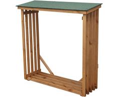 dobar Holzlager Große Kaminholzregal Wand XL aus Holz für draußen im Garten, 140 x 50 x 143 cm, Kiefer, grün/braun