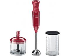 Bosch msm67120r ErgoMixx Stabmixer, 750 W, Drehzahlregler und Turbofunktion, Kuppel mit vier Klingen, mit Fleischwolf und Mixer-Mixbecher, Rot Bordeaux