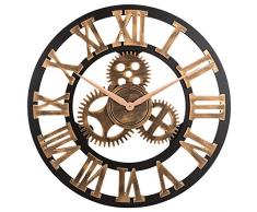 Oldtown Clocks Geräuschlose stille Gang Wanduhr 3d (Retro rustikale Land dekorative Luxus Kunst großen hölzernen Jahrgang für Haus Erwärmung Geschenk) 23 Zoll Roman-anti-Bronze
