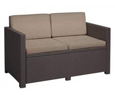 Allibert Victoria, 2-Seater Lounge Sofa, Brown/Taupe (Poly Cotton Cushion)