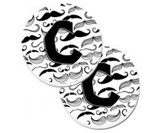 Caroline s Treasures Buchstabe C Initiale Schnurrbart Set von 2 Tasse Halterung Auto Untersetzer cj2009-ccarc, 2,56, multicolor