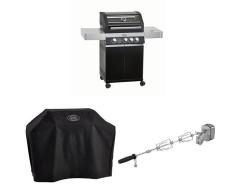 Rösle 25305 Gasgrill, BBQ-Station Videro G3 schwarz, 127 x 60 x 118 cm + Abdeckhaube + Drehspieß