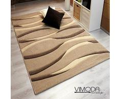 Moderner Designer Teppich, Gestreift, Handgeschnittene Konturen, ÃKO TEX Zertifiziert - Pflegeleicht, Farbe Beige, VIMODA; MaÃe: 200x290 cm