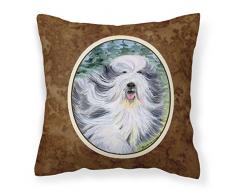 Carolines Treasures SS8037PW1414 Bearded Collie Dekokissen, Leinenstoff, groß, Mehrfarbig
