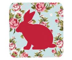Caroline s Treasures bb1002-rs-bu-fc Kaninchen Shabby Chic Blue Roses Schaumstoff Untersetzer (4 Stück), 8,9 cm H x 8,9 cm W, multicolor