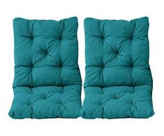 Ambientehome 2er Set Sitzkissen und Rückenkissen Sessel Hanko, türkis, ca 50 x 98 x 8 cm, Polsterauflage