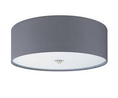 EGLO Deckenlampe Pasteri, 3 flammige Textil Deckenleuchte, Material: Stahl, Stoff, Glas, Farbe: nickel matt, grau, Fassung: E27, Ø: 47,5 cm