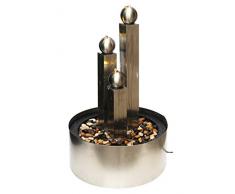 Dehner Gartenbrunnen Colona mit LED Beleuchtung, ca. 85 x 53 x 53 cm, Edelstahl, silber 