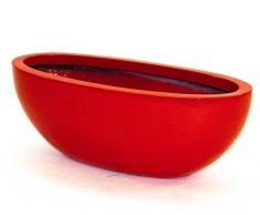 Pflanzkübel Blumenkübel Blumentopf Fiberglas Oval LxBxH 51x23xH18cm hochglanz rot.