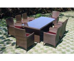 Baidani Rattan Garten Sitzgruppe Elegancy XXL Select - Braun meliert (Bordeaux)