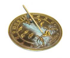 Rom 2316 Cherub Sonnenuhr, massives Messing mit Grünspan Highlights, 25,4 cm Durchmesser