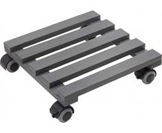 Metafranc Pflanzenroller 300 x 300 mm - 60 kg Tragkraft - Geriffelte Kiefer-Platte - Grau - TPE-Rollen mit 2 Feststellern / Indoorroller / Blumenroller / Transporthilfe für Pflanzen / 825300