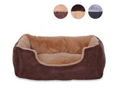Hundebett, Hundekissen, Hundekörbchen mit Wendekissen, Größe S, Farbe beige/braun