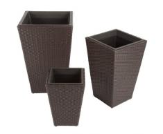 Ultranatura Pflanzkübel 3er-Set Palma, Blumenkübel Polyrattan, Pflanztopf groß & klein, Pflanzsäule grau, Blumentopf mit Einsatz, Pflanzenkübel modern